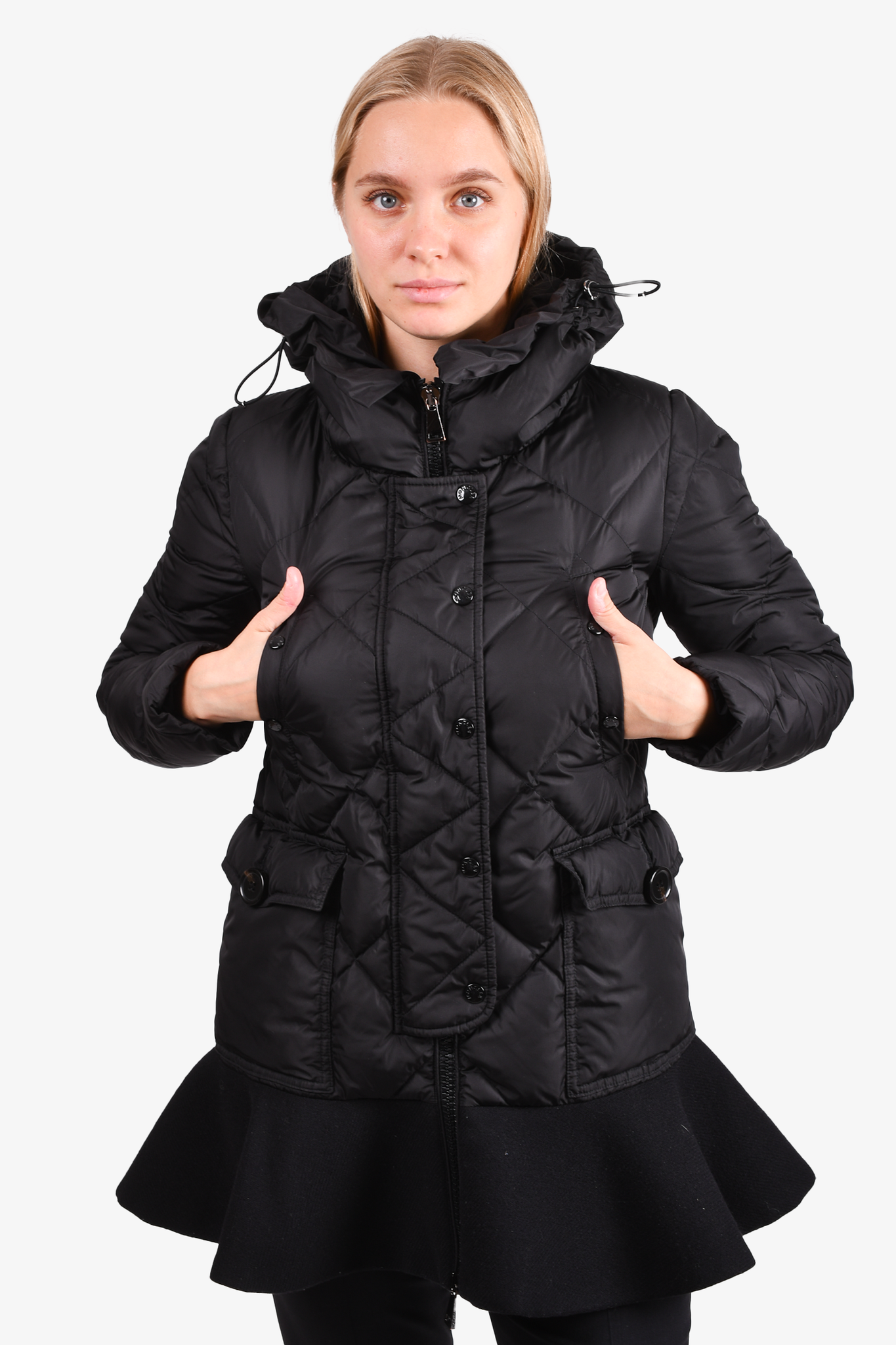 Moncler Black 'Vaulogette Giubbotto' Flared Down Jacket Size 0