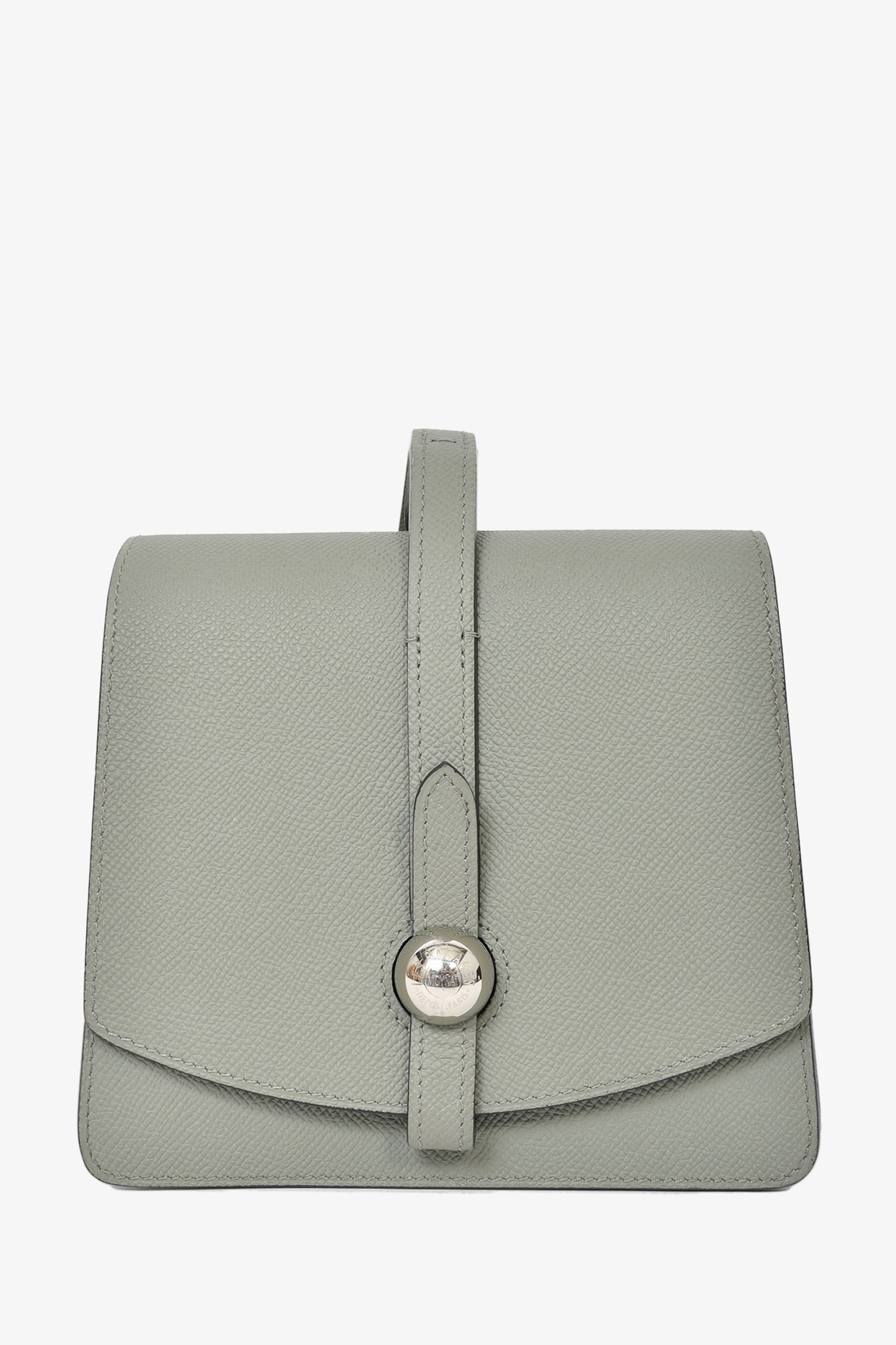 Moynat Grey Leather Madeleine Clutch PM Top Handle Bag Mine