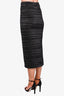 Mugler Black Shimmer Ribbed Maxi Skirt Size 38