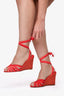 Aquazzura Red Strappy Espadrille Wedges Size 37