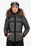 Moncler Grenoble Black/Grey Tweed Pattern Down Jacket Size 1