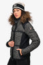 Moncler Grenoble Black/Grey Tweed Pattern Down Jacket Size 1