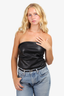 Nanushka Black Faux Leather Crop Top Size S