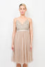 Needle & Thread Beige Sequin Embellished Tulle Midi Dress sz 8