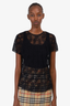 Nina Ricci Black Lace Short Sleeve Top Size 44