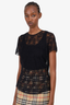 Nina Ricci Black Lace Short Sleeve Top Size 44