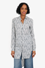 Odeur Blue/White Patterned Long-Sleeve Shirt Dress Size XS