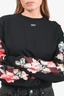 Off-White Black Cotton Floral Sleeves Sweatshirt Size XS