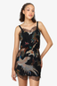 Off-White Black Silk Lace Bird Print Mini Dress Size XS