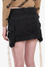 Palm Angels Black Denim Pocket Buckle Detail Cargo Mini Skirt Size 40