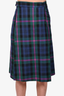 Palm Angels Green/Blue/Purple Plaid Wool Midi Skirt Size 36