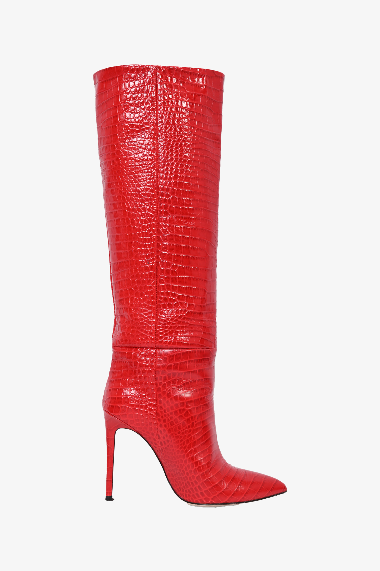 Red croc knee online high boots