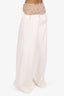 Patbo White Crystal Embellished Wide Leg Pants Size 6