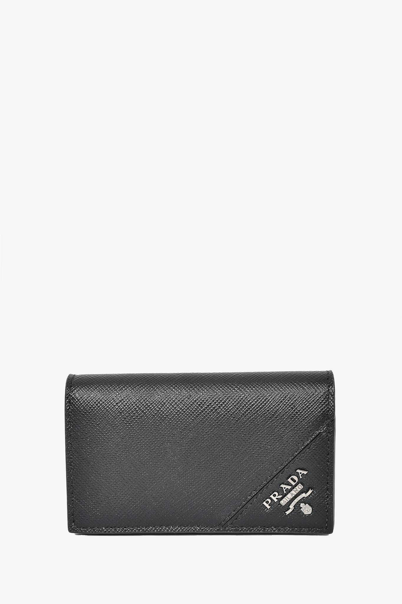 Prada Saffiano Leather Card Holder, Men, Black