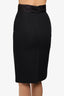 Prada Black Virgin Wool Pencil Skirt with Ruched Silk Waist Band Size 38