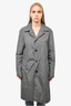 Prada Black/White Houndstooth Nylon Collared Trench Coat Size 46