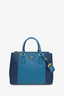 Prada Blue Saffiano Leather Galleria Tote Bag with Strap