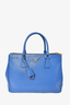 Prada Blue Saffiano Leather Large Galleria Tote Bag with Strap