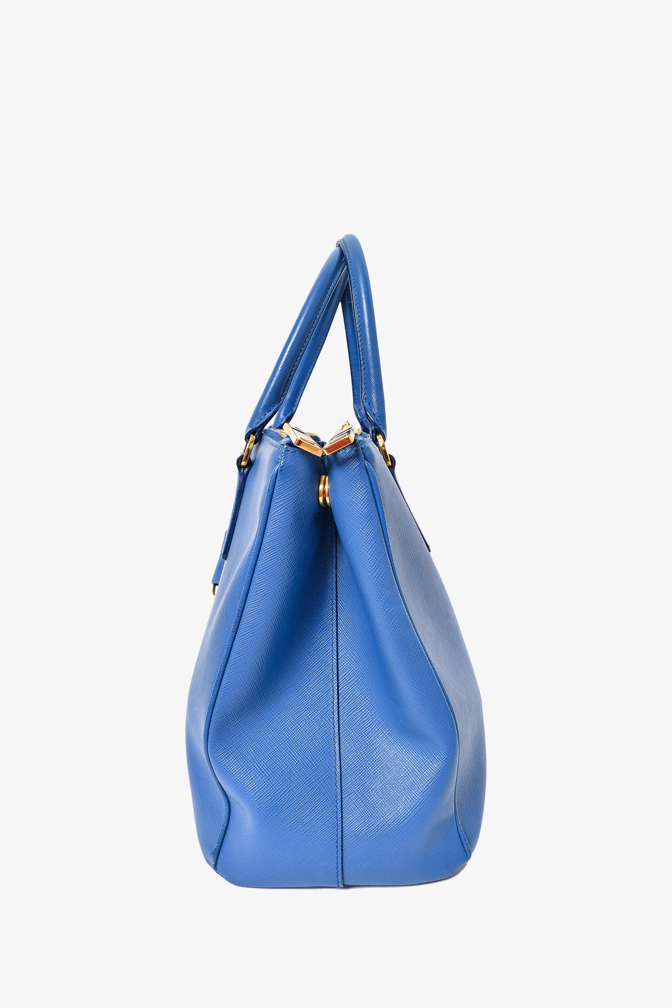 PRADA Galleria bag tote bag blue leather Guarantee Shoulder Strap Crochet  B26
