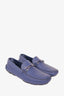 Prada Blue Saffiano Leather Logo Buckle Rounded Loafers Size 8.5