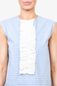 Prada Blue/White Houndstooth Cotton Front Ruffle Sleeveless Top Size 44