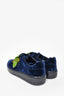 Prada Navy Blue Velvet Green Buckle Sneakers Size 38.5