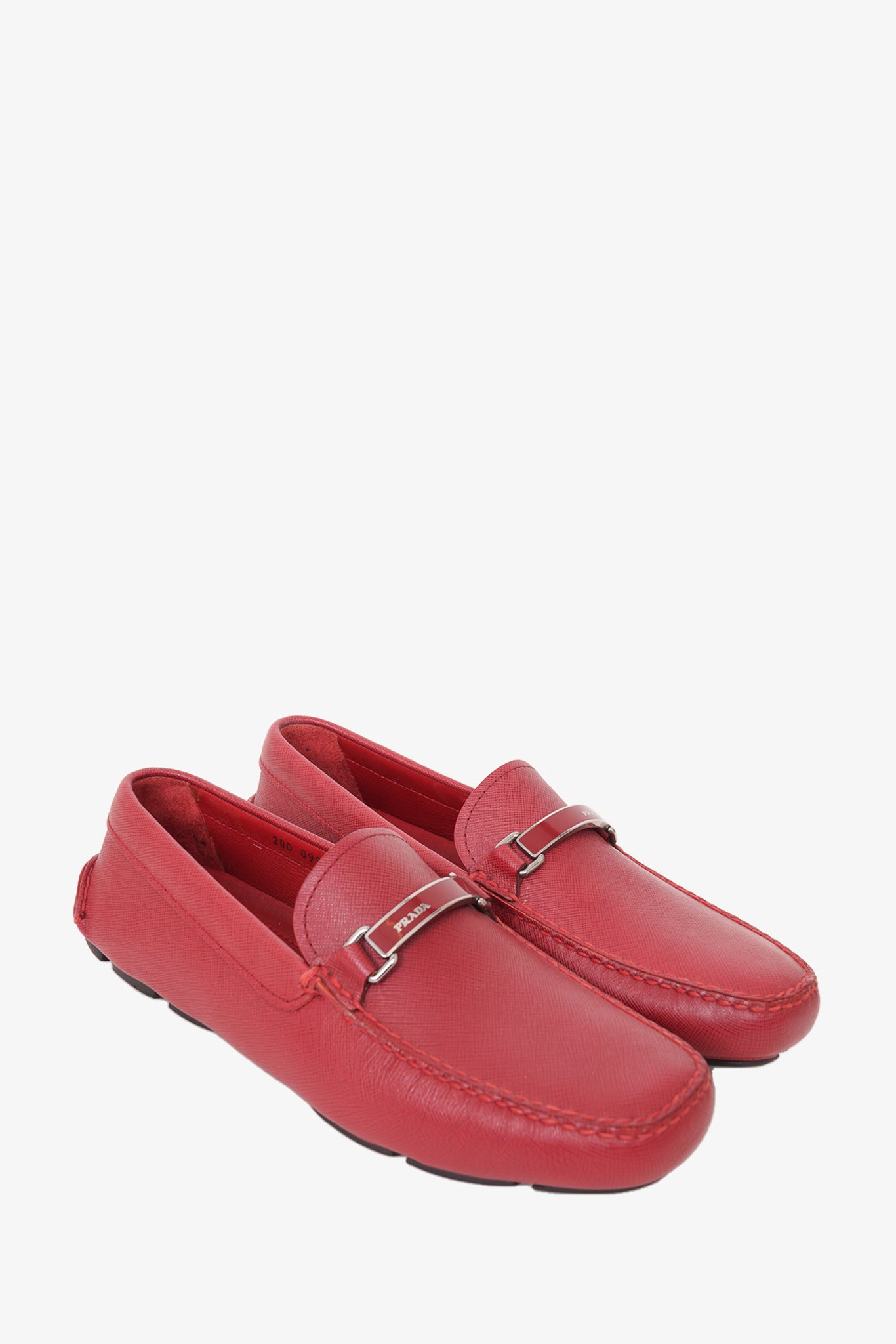 Prada red store loafers