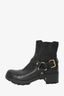 Prada Sport Black Leather Buckled Ankle Boots Size 38