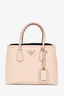 Prada Taupe Saffiano Leather Double Tote with Strap