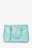 Prada Teal Saffiano Leather Double Zip Large Galleria Tote with Strap