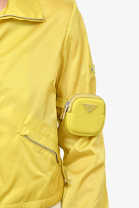 Prada Yellow Re-Nylon Zip-Up Jacket w/ Zip Pouch sz 36