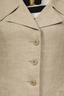 Pre-Loved Chanel™ Vintage 90's Beige Linen Button Down Jacket with Pleated Skirt Set Size 38