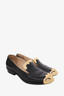 Pre-Loved Chanel™ by Karl Lagerfeld 2014 Runway Black/Gold Leather Paris-Dallas Loafer Size 37