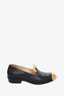 Pre-Loved Chanel™ by Karl Lagerfeld 2014 Runway Black/Gold Leather Paris-Dallas Loafer Size 37