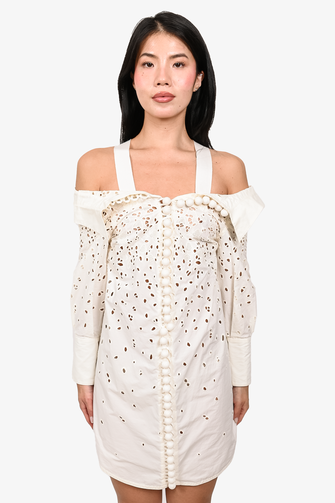 Off the shoulder white sales eyelet dress