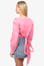 Rachel Comey Pink Seersucker Shirred Front Tie Back Blouse Size 6