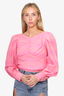 Rachel Comey Pink Seersucker Shirred Front Tie Back Blouse Size 6