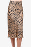 Realisation Par Beige/Black Spotted Silk Midi Skirt Size XXS