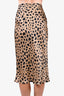 Realisation Par Beige/Black Spotted Silk Midi Skirt Size XXS