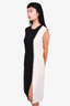 Reem Acra Black/Cream Silk Knee-Length Dress Size M