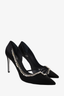 Rene Caovilla Black Satin Pearl/Crystal Embellished Heels Size 39