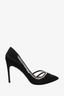 Rene Caovilla Black Satin Pearl/Crystal Embellished Heels Size 39