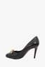 Roberto Cavalli Black Leather Heels with Gold Jaguar Head Size 36.5