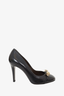 Roberto Cavalli Black Leather Heels with Gold Jaguar Head Size 36.5