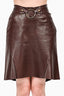 Roberto Cavalli Brown Leather Scallop Edge Belt Detail Skirt Size M