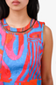 Roberto Cavalli Orange/Blue Sleeveless Printed Dress Size 42