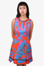 Roberto Cavalli Orange/Blue Sleeveless Printed Dress Size 42