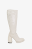 Rocco P White Leather Perforated Zip-up Boots Size 37