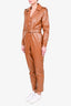 Ronny Kobo Brown Faux Leather Jumpsuit Size M