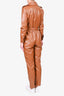 Ronny Kobo Brown Faux Leather Jumpsuit Size M